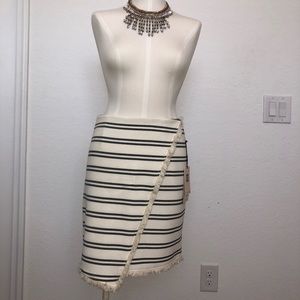 Winter White & Black Stripes A-Line Skirt